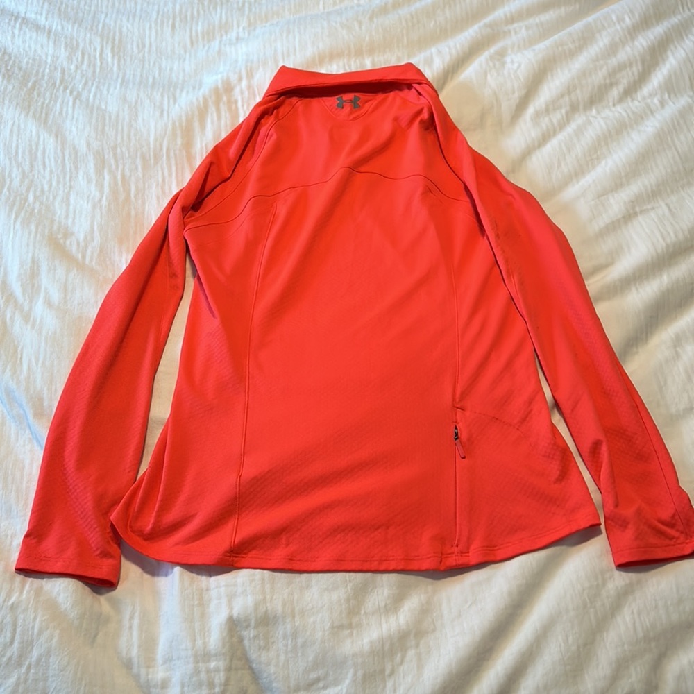 Under Armour Women’s Heat Gear Semi-Fitted Neon Orange Pullover Polyester - Picture 4 of 4